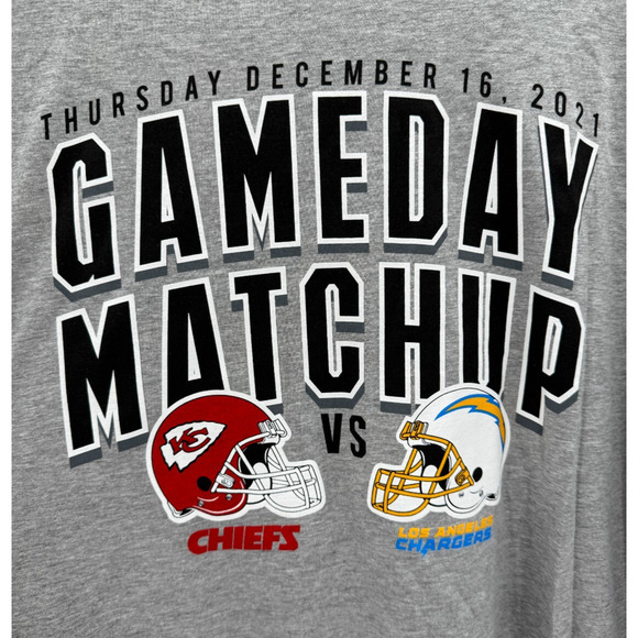 Starter Men's T-Shirt Chiefs Vs Charges Gameday Matchup 2021 Grey Size XL - Picture 2 of 6